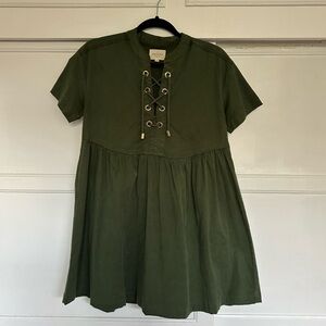 Sezane Green Casual Short Sleeve Dress